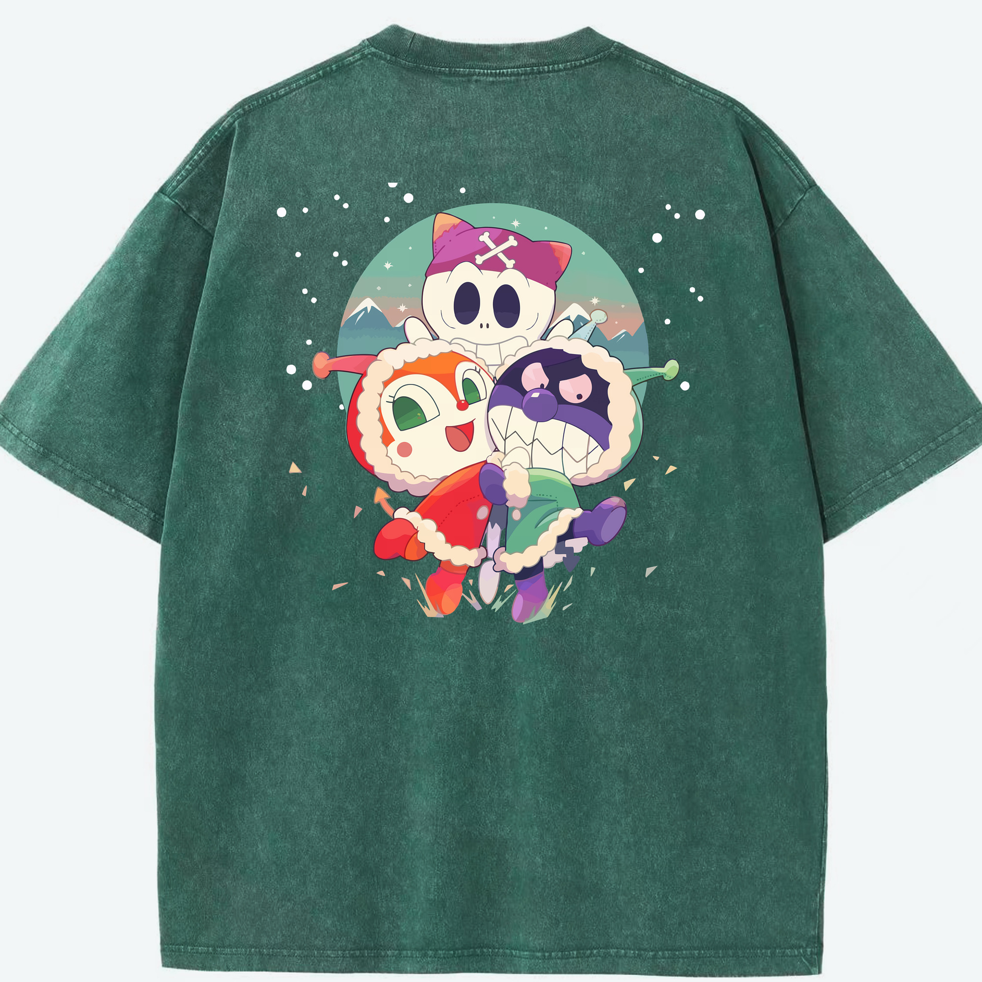 （画像用） アンパンマン Anpanman 綿100% ヴィンテージ風 半袖Tシャツ（背面プリント）